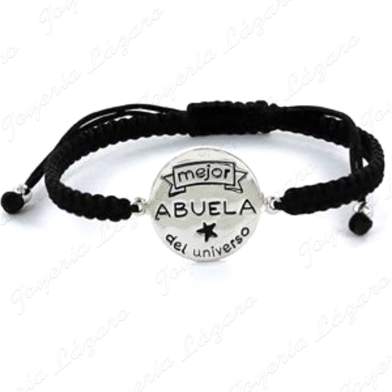 PULSERA PLATA MEJOR ABUELA DEL UNIVERSO MACRAMÉ CON DISCO DE