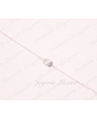 PLATA PULSERA BOLAS + PLACA
