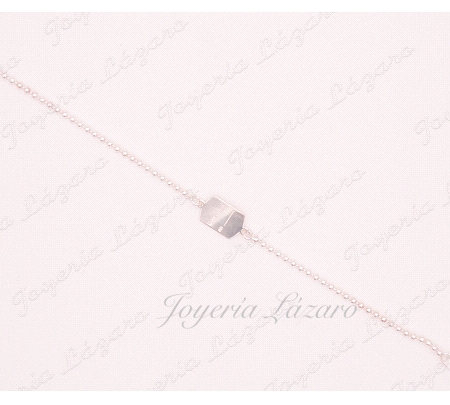 PLATA PULSERA BOLAS + PLACA