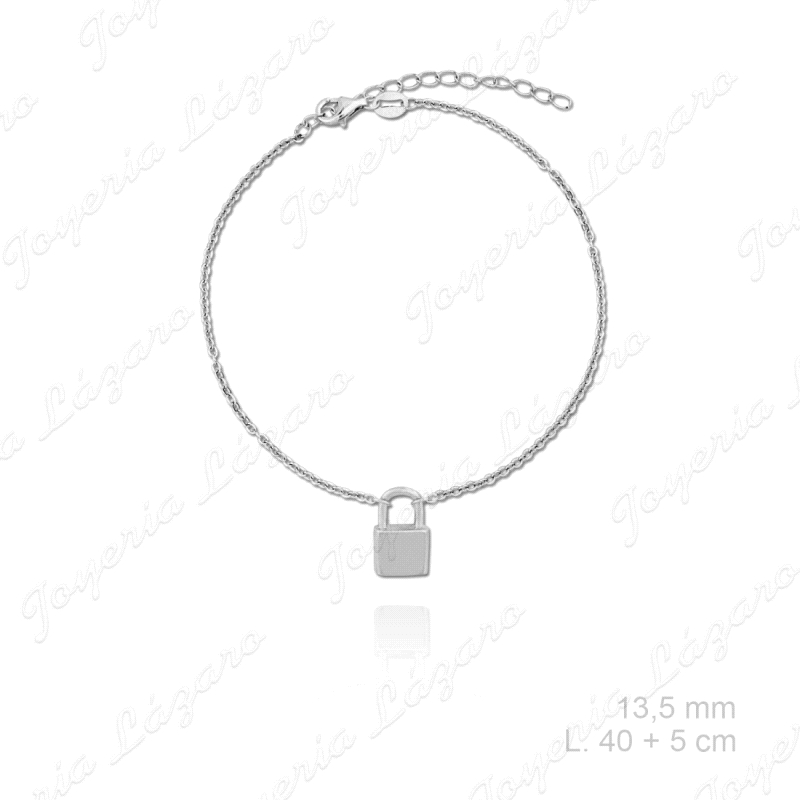 PLATA PULSERA  CANDADO LISO