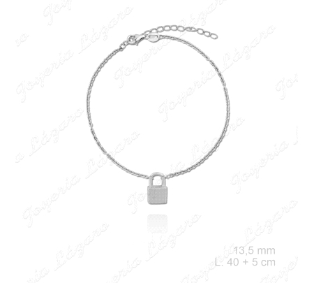 PLATA PULSERA  CANDADO LISO