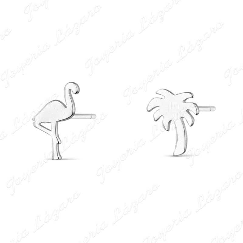 PEND. TORN. PLATA RODIADA FLAMENCOS Y PALMERAS CIERRE PRESION