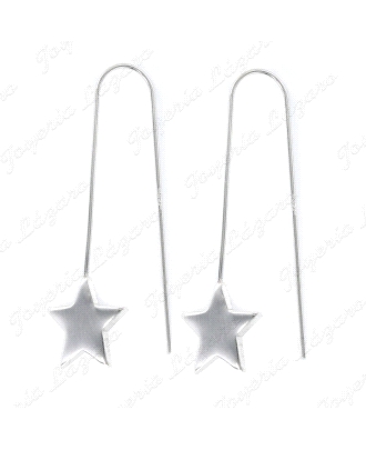 Pendiente Plata Rodiada Rigido Con Estrella De 17 Mm Hippie