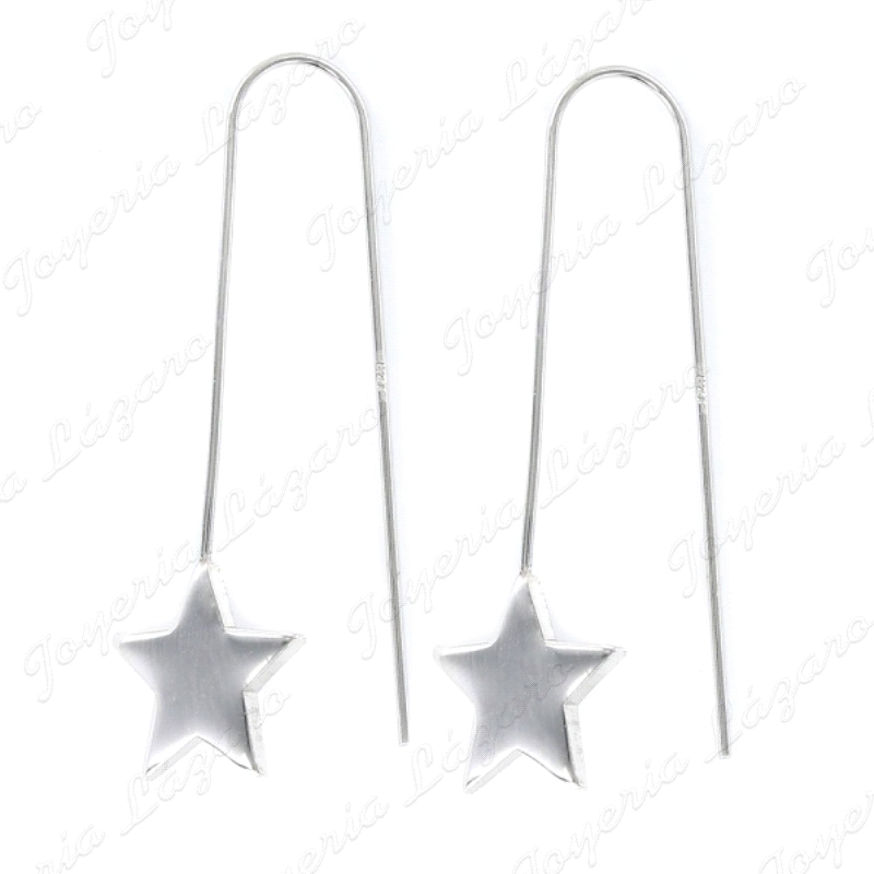 Pendiente Plata Rodiada Rigido Con Estrella De 17 Mm Hippie