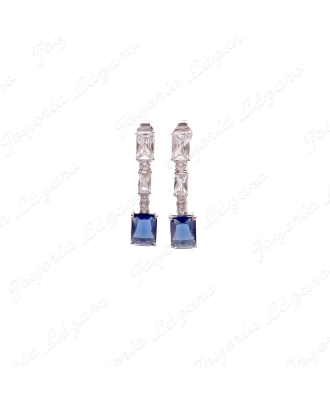 PEND. LARGOS PLATA 3 CIRCOS BAGUETTE COLGANDO +CIRCO AZUL