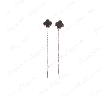 PEND. LARGOS PLATA TREBOL NEGRO CADENETA PASADA