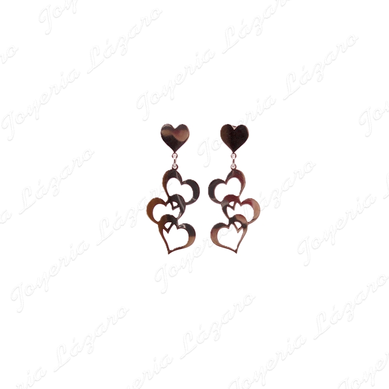 PEND. LARGOS PLATA CORAZONES CALADOS ENTRELAZADOS C. PRES.