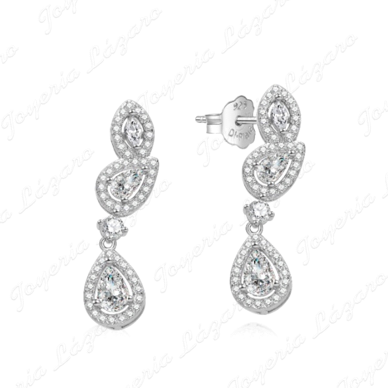 PEND. LARGOS PLATA LAGRIMAS CIRCONITAS NOVIA CIERRE PRESION