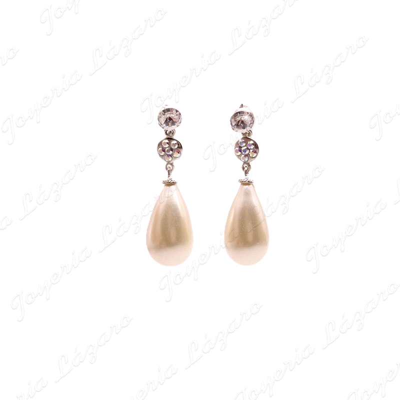 PEND. LARGOS PLATA CHAPADA PLATINO CIRCO+PERLA LAGRIMA SINT.24MM C. PR