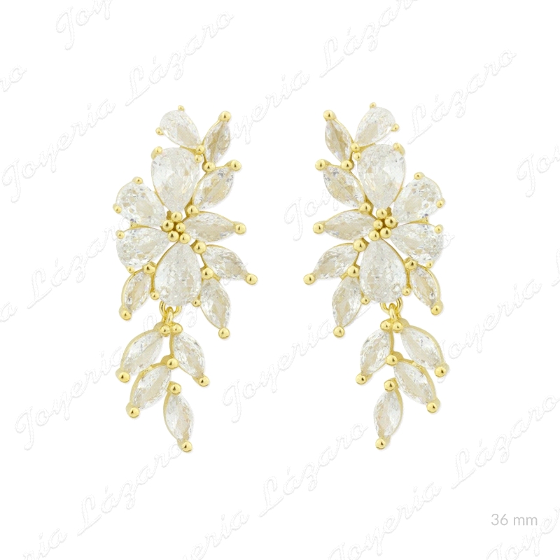 PEND. LARGOS PLATA CHAPADA ORO 36MM CIRCONITAS