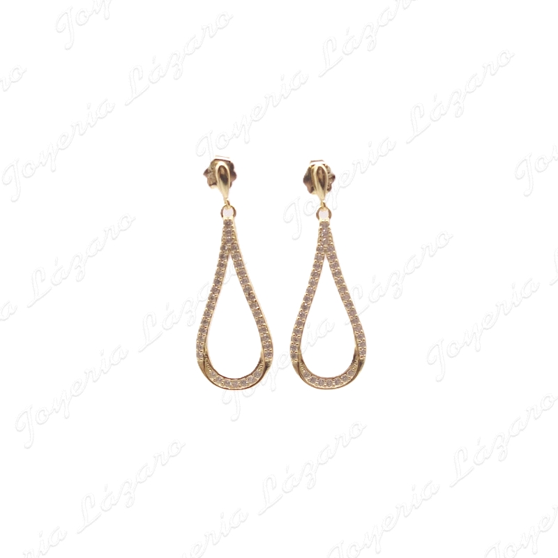 PEND. LARGOS PLATA LAGRIMA CIRCONITA CHAPADO ORO