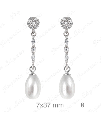 PEND. LARGOS PLATA PERLA GOTA CADENETA+ROSETON CIRCO. C. PRESION