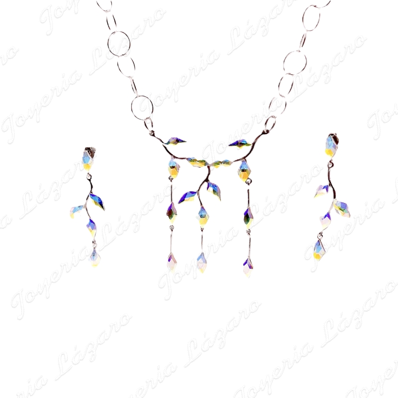 PEND. LARGOS PLATA CRISTALES  SWAROVSKI VULCAN