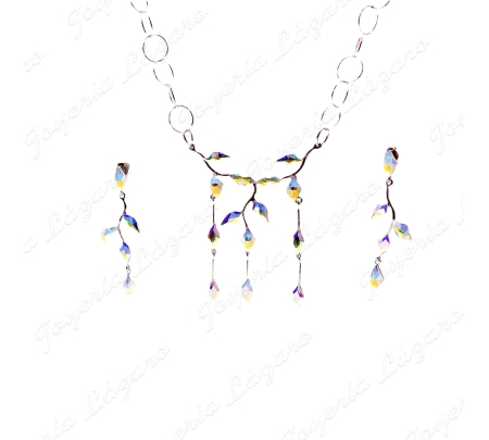 PEND. LARGOS PLATA CRISTALES SWAROVSKI VULCAN