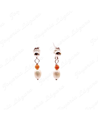 PEND. LARGOS PLATA PERLA+BOLITA CORAL PRESION