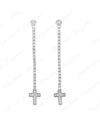 PLATA PEND. LARGOS DE CIRCONITA RIVIERE DE 55 MM CON CRUZ Y