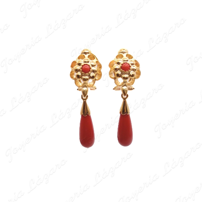 PEND. PLATA CHAPADO ORO 40MM ARQUILLO+CHUPON  C. CORAL C. OMEGA