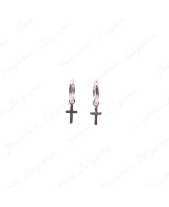 PEND. AROS PLATA FINOS + CRUZ LISA COLGADA