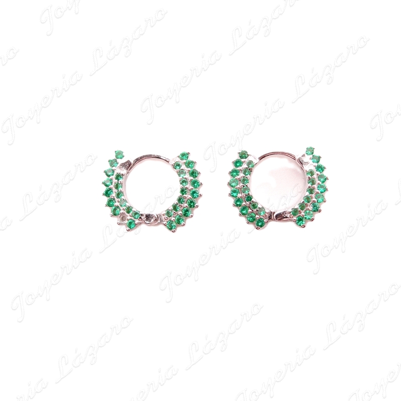 PEND. AROS PLATA CIRONITAS VERDE ESMERALDA 14MM