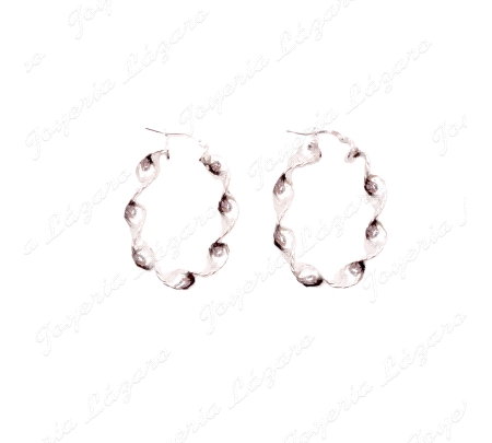 PEND. AROS PLATA RIZO BRILLO OVALADO 40MM LARGO 19MM INT.