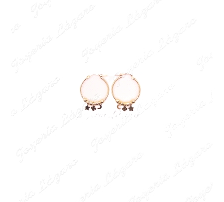 PEND. AROS PLATA DORADOS 24MM BOLITAS+ESTRELLA, LUNA Y TREBOL