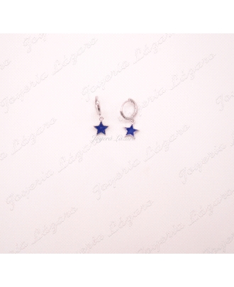 PLATA PENDIENTES AROS ESTRELLAS AZULEZ