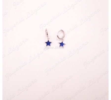 PLATA PENDIENTES AROS ESTRELLAS AZULEZ