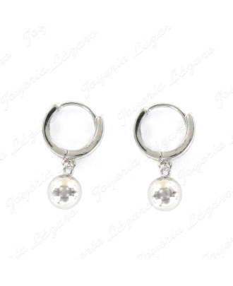 PLATA PENDIENTES AROS 10MM+BOLA
