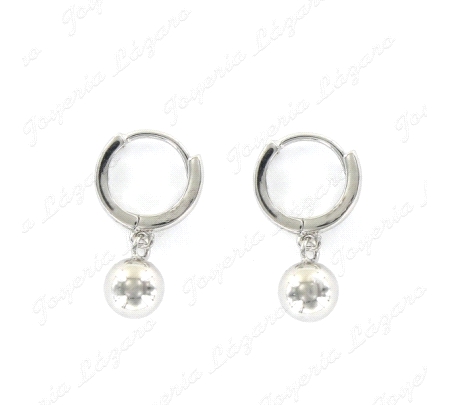 PLATA PENDIENTES AROS 10MM+BOLA