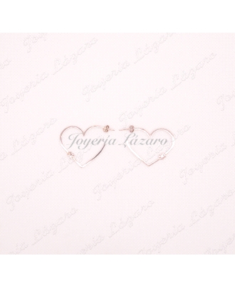 PLATA PENDIENTES AROS SILUETA CORAZON