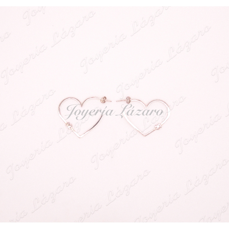 PLATA PENDIENTES AROS SILUETA CORAZON