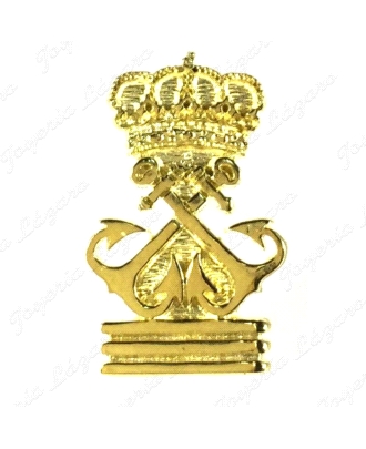 PIN, INSIGNIA, EMBLEMA PLATA CHAPADA EN ORO CAPITAN DE YATE 10X17MM