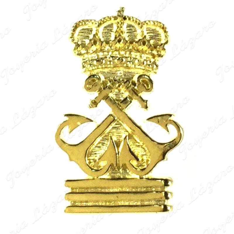 PIN, INSIGNIA, EMBLEMA PLATA CHAPADA EN ORO CAPITAN DE YATE 10X17MM