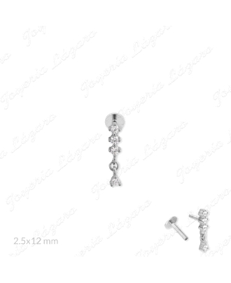 PIERCING PLATA 3 CIRCOS EN CASCADA+1 CIRCO COLGANDO