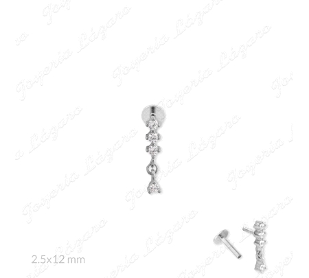 PIERCING PLATA 3 CIRCOS EN CASCADA+1 CIRCO COLGANDO