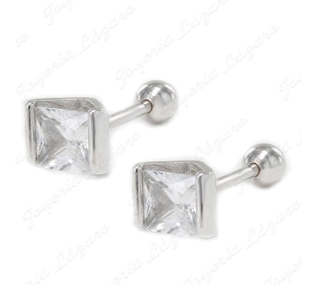 PIERCING PLATA CIRCONITA CUADRADA EN CARRILL 4MM