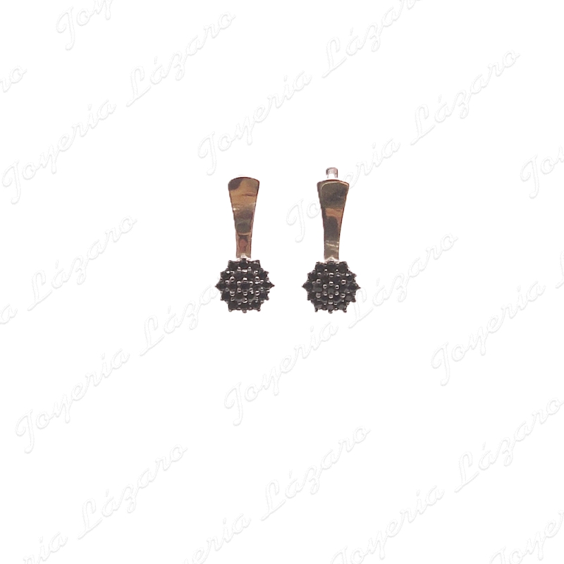 PEND. PLATA ORO 9KT ROSETON CIRCOS NEGRAS C. CAT