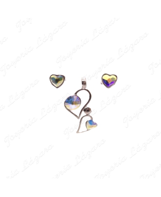 PEND. PLATA CORAZON C. SWAROVSKI PEGÑ.