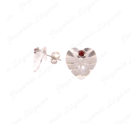 PEND. PLATA CORAZON C. SWAROVSKI TRANSP.+ 1ROJA EN GARRAS CIERRE PRESI