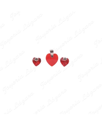 PEND. PLATA CORAZON ROJO SWAROVSKI CIERRE PRESION