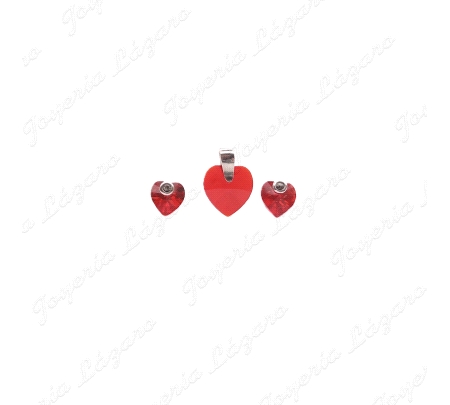 PEND. PLATA CORAZON ROJO SWAROVSKI CIERRE PRESION