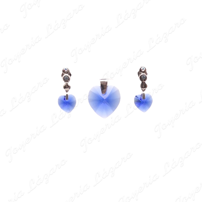 PEND. PLATA CORAZON AZUL PIEDRA SWAROVKI