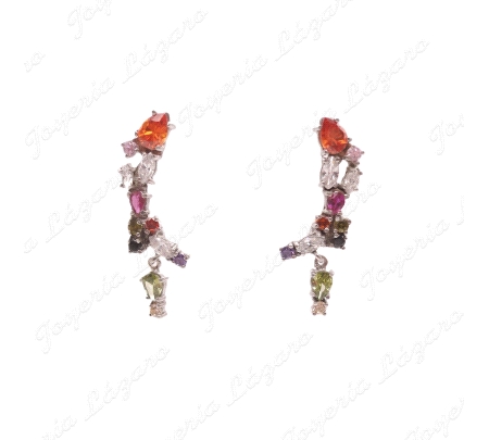 PEND. PLATA CHAPADA EN PLATINO TREPADOR PIEDRA MULTICOLOR C. PRESION