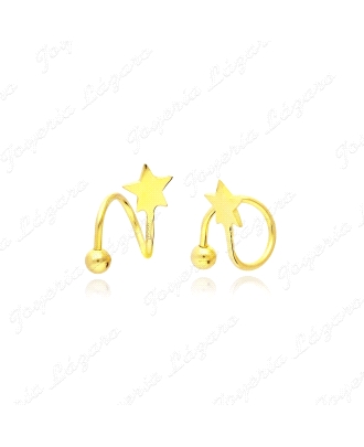 PEND. PLATA PIERCING DORADO ESPIRAL ESTRELLA