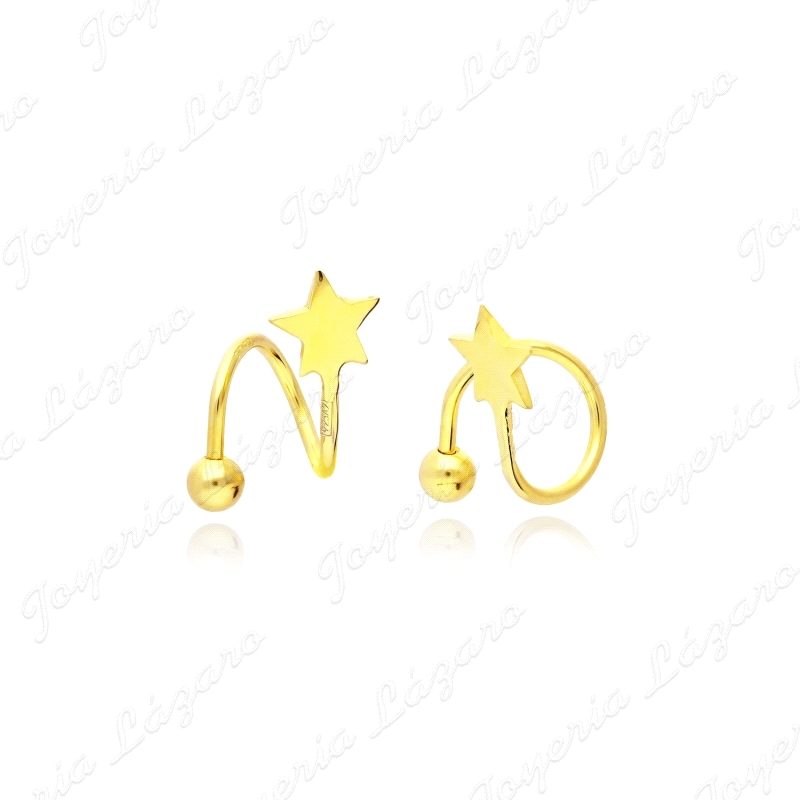 PEND. PLATA PIERCING DORADO ESPIRAL ESTRELLA