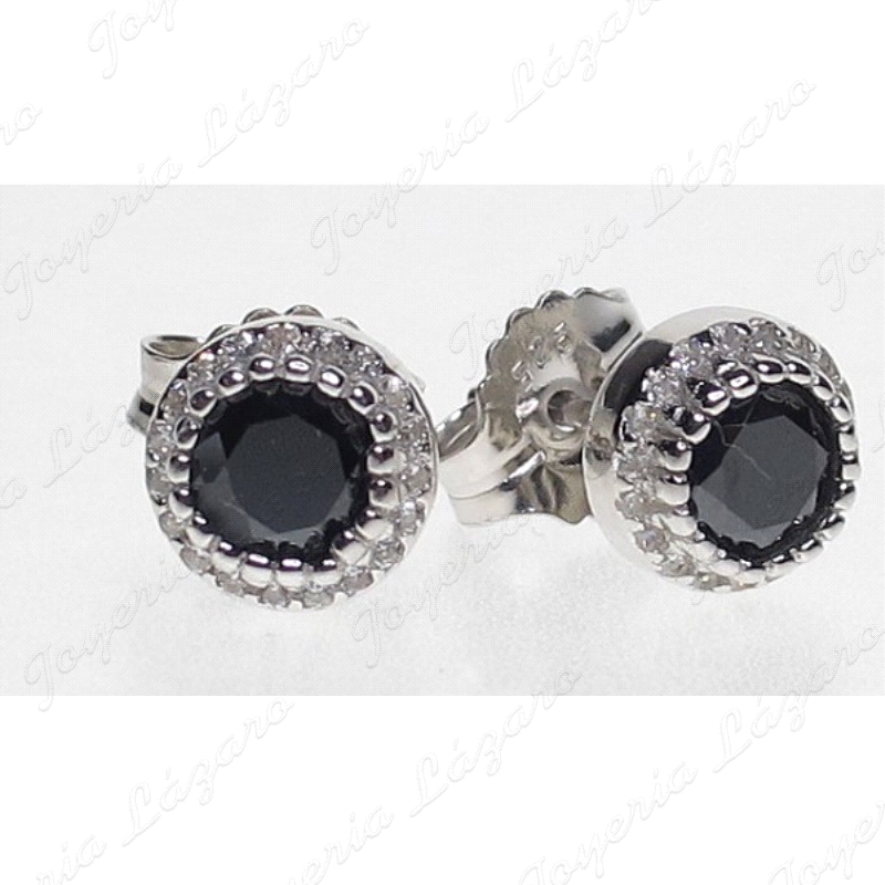 PEND. PLATA REDONDOS 5MM ONIX+CIRCO PRESION