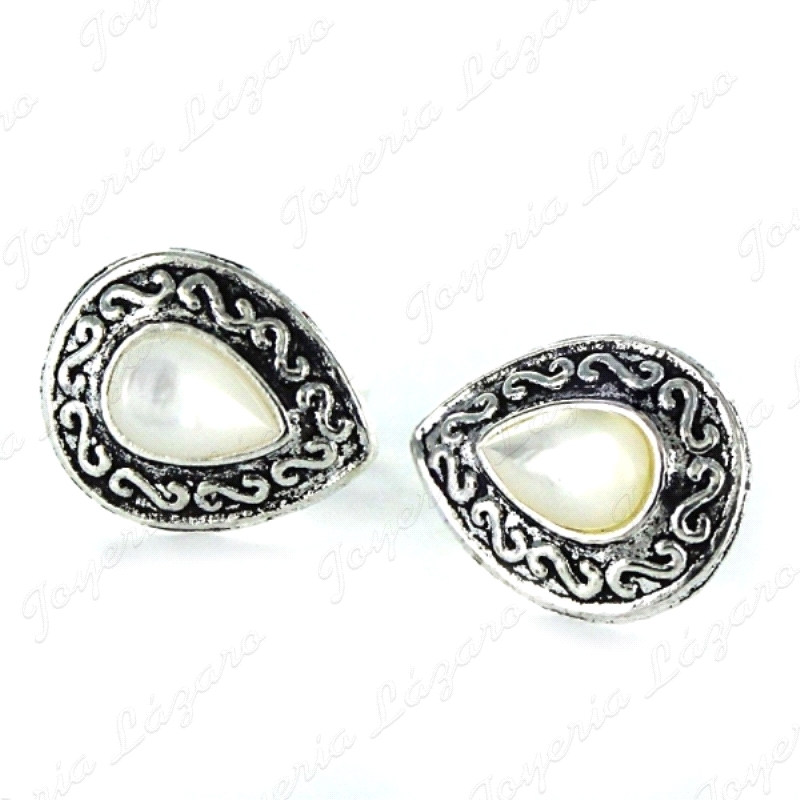 PEND. PLATA OXIDADA GOTA CENTRO NACAR 15 MM CIERRE PRESION