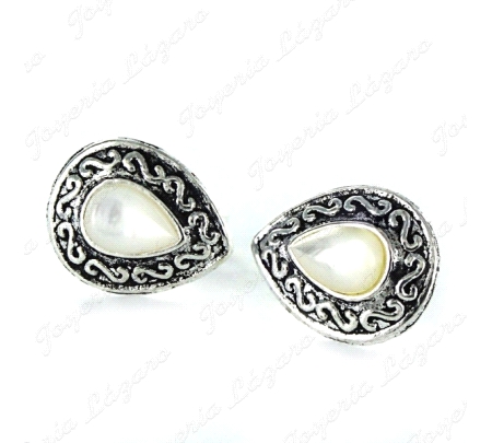 PEND. PLATA OXIDADA GOTA CENTRO NACAR 15 MM CIERRE PRESION