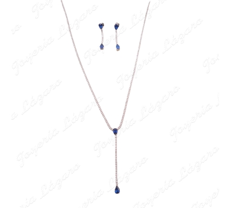 JUEGOS PLATA RIVIERE CIRCONITAS 1.5MM+CIRCO LAGRIMAS AZUL ZAFIRO