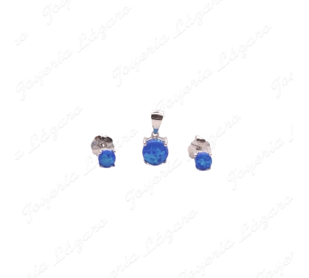 JUEGOS PLATA PENDIENTES+COLGANTE OPALO